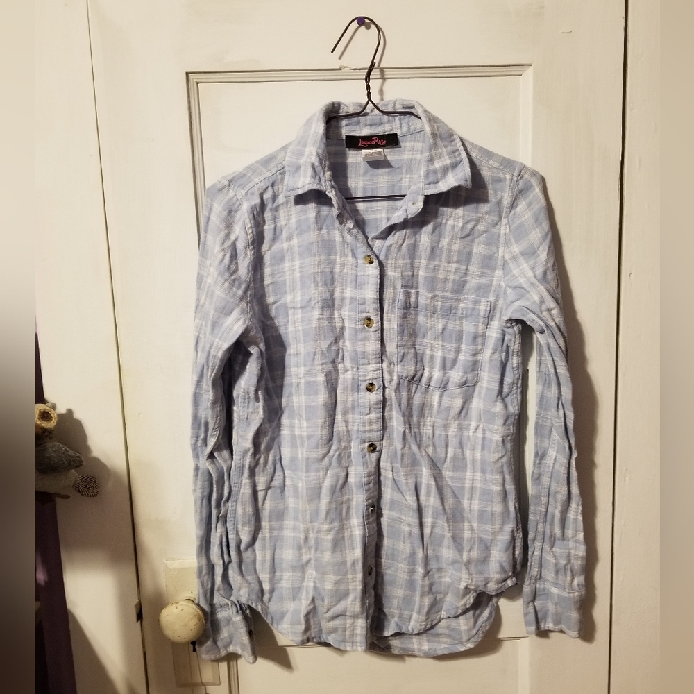 Lorena Rose Blue Plaid Button Up Shirt